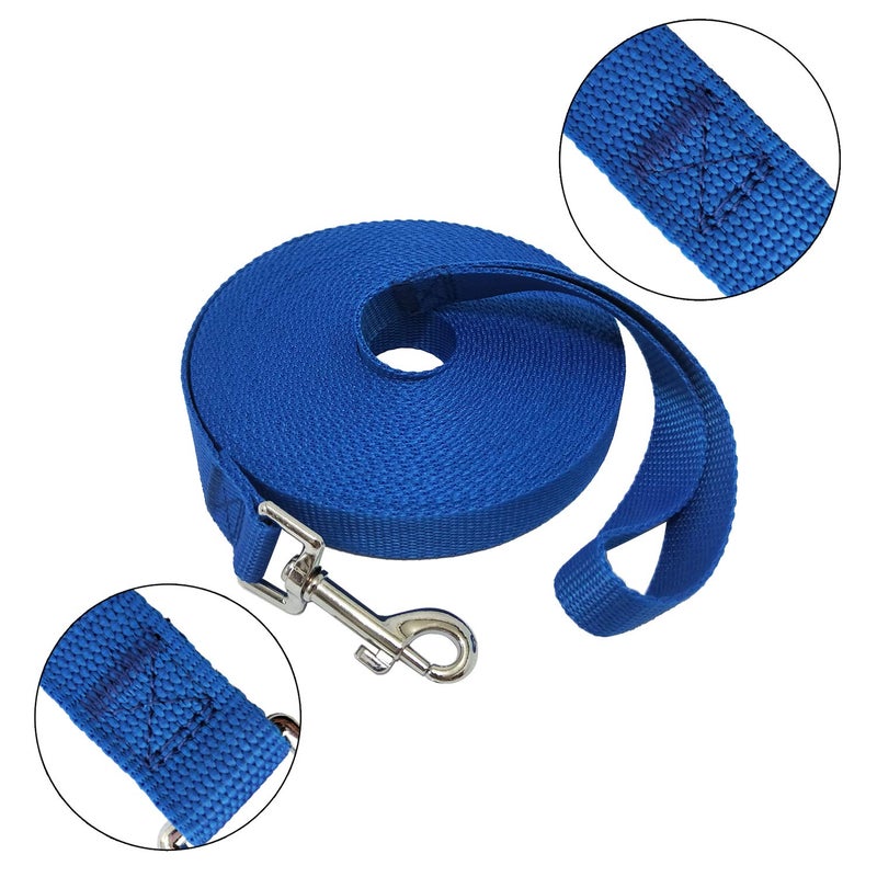 MANDAO Nylon Training Dog Leash for Small Medium Large Dogs, 15ft 20ft 30ft 50ft Long Leash Dog/Puppy Lead for Obedience Recall Training, Camping (30ft, Blue) - Image 2